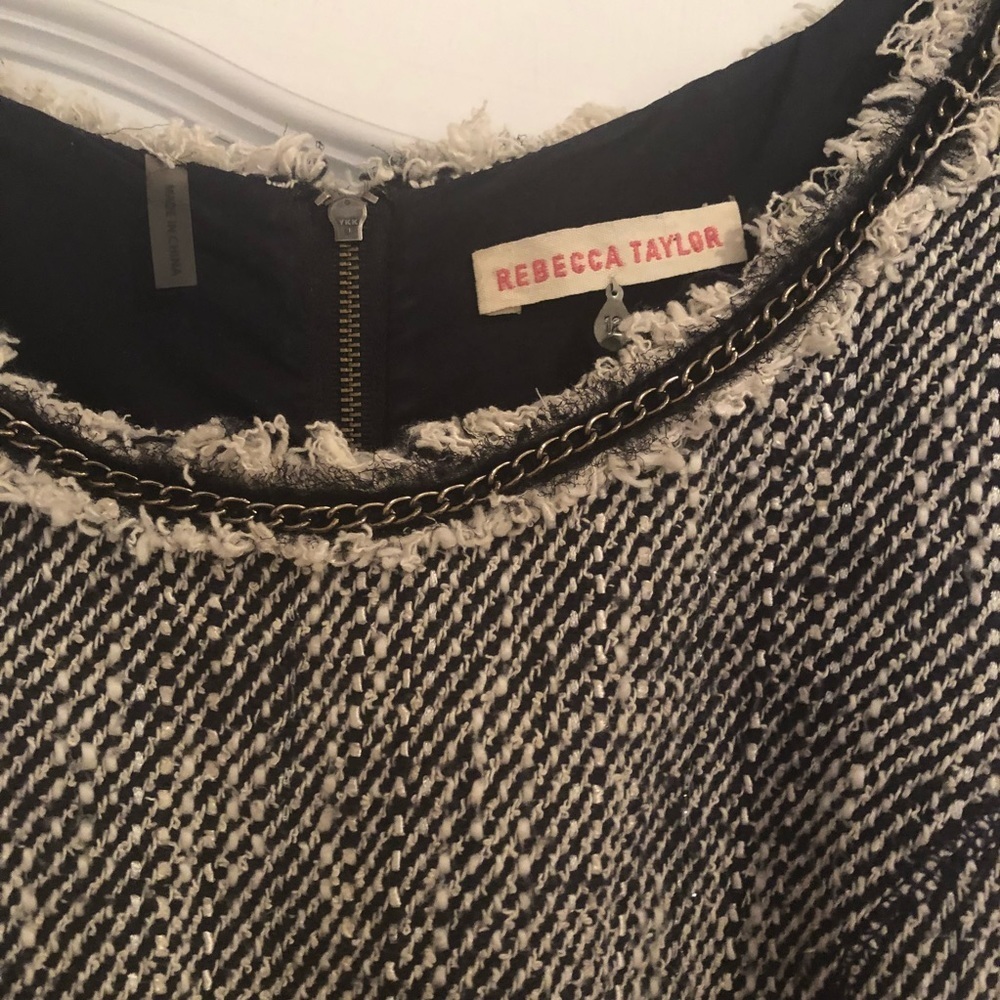 Rebecca Taylor Tweed Fringe Mini Dress Size 12 - Picture 9 of 11